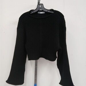Zara Black Ribbed Knit Sweater
